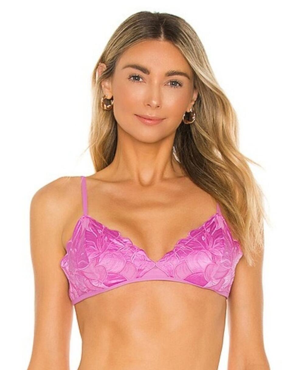 L*Space Jean Bikini Top in Rosebud Pink/Purple Floral Size Medium NWOT